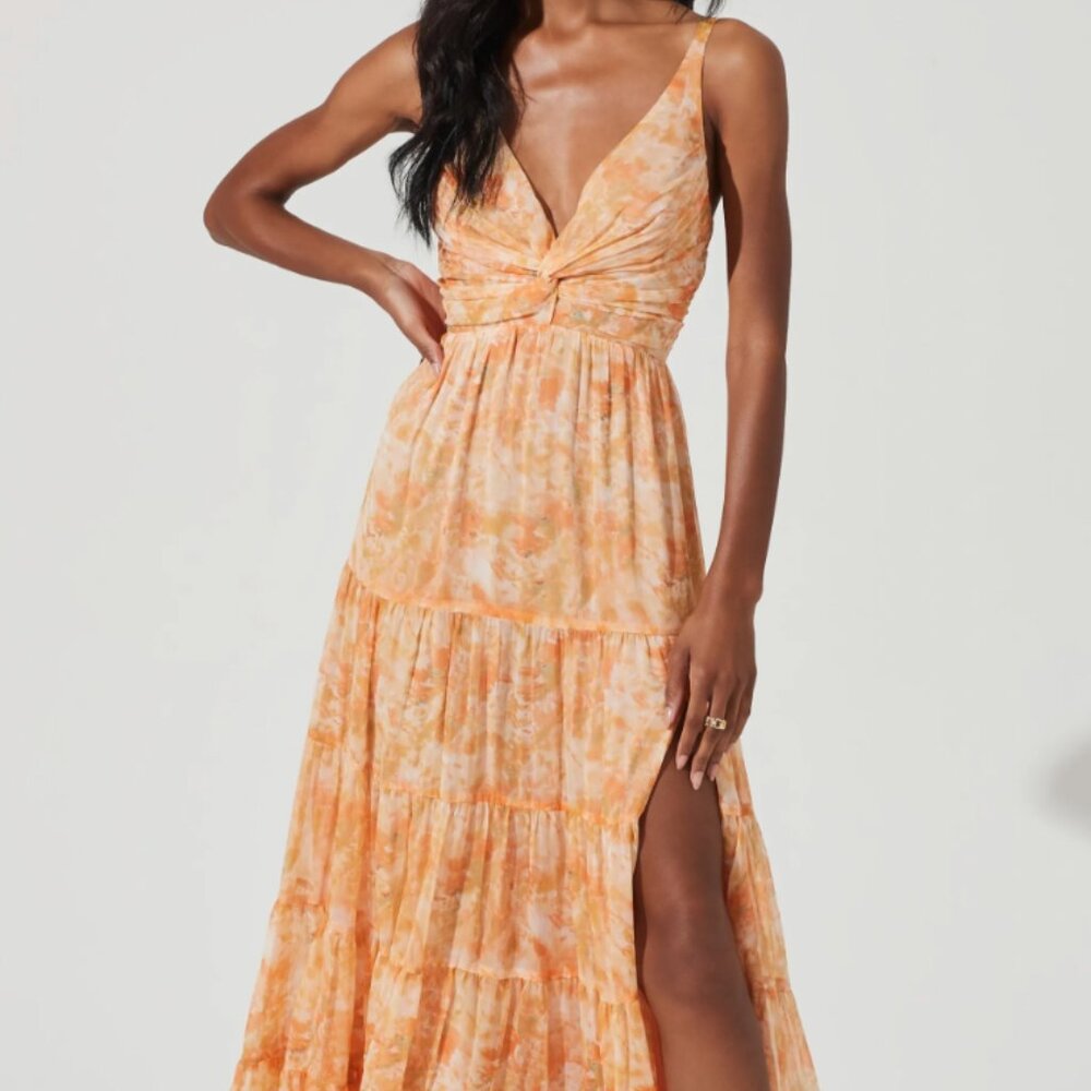 Astr the label Orange Ruched Gown